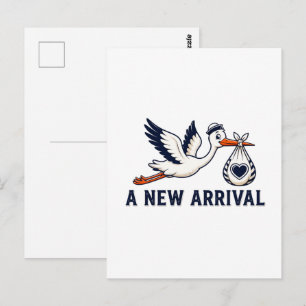 Eine neue Ankunft Storch Baby Shower Postkarte