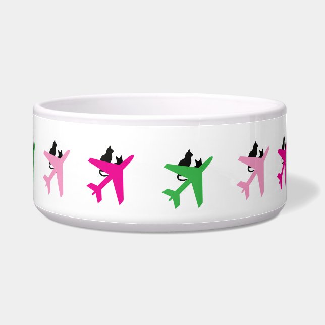 Eine neue Black Cats & Airplanes Keramik Pet Bowl Napf (Rechts)