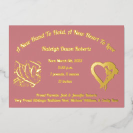 Eine neue Hand, um die Geburtsankündigung von Foto Folieneinladung