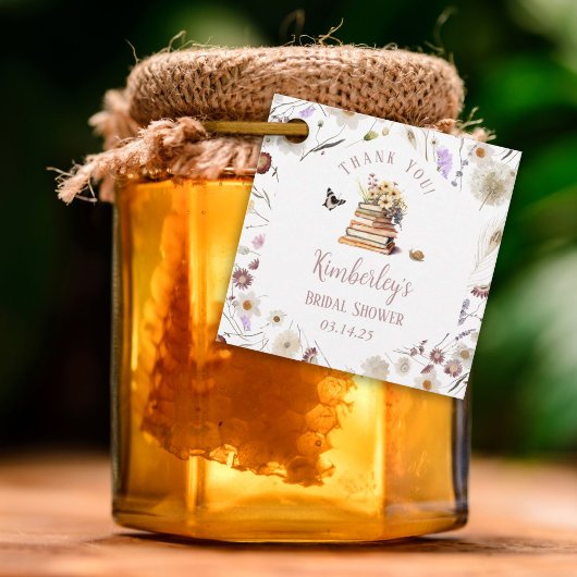 Eine neue Kapitel Baby Shower Storybook Wildblume Geschenkanhänger