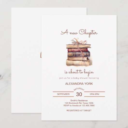 Eine neue Kapitel-Dusche Einladung (Vorne/Hinten)