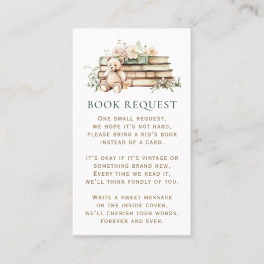 Eine neue Kapitel Floral Book Request Card Visitenkarte (Vorderseite)