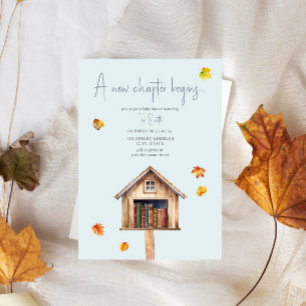 Eine neue Kapitel Library Fall Books Blue Baby Dus Einladung