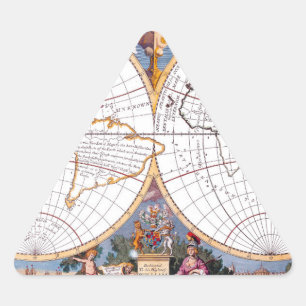 Eine neue Karte der terraquetischen dreieckigen Gl Dreieckiger Aufkleber