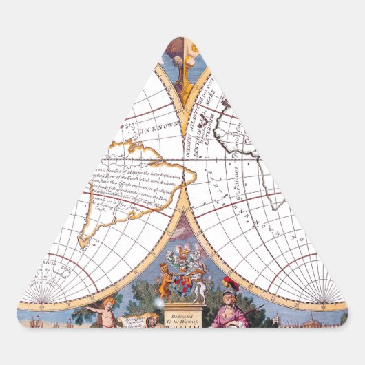 Eine neue Karte der terraquetischen dreieckigen Gl Dreieckiger Aufkleber (Vorderseite)