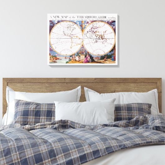 Eine neue Karte der terraquetischen Globe ummantel Leinwanddruck (Insitu (Schlafzimmer))