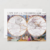 Eine neue Karte der Terraqueus Globe Postkarte (Vorne/Hinten)