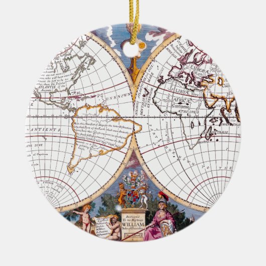 Eine neue Karte des fürchterlichen Globe-Ornaments Keramik Ornament (Vorne)