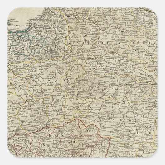 Eine neue Karte des Königreichs Polen Quadratischer Aufkleber (Vorderseite)