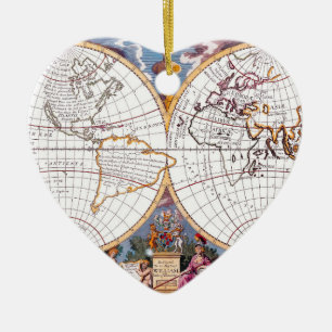 Eine neue Karte des terraquetischen Globe Herzorna Keramik Ornament