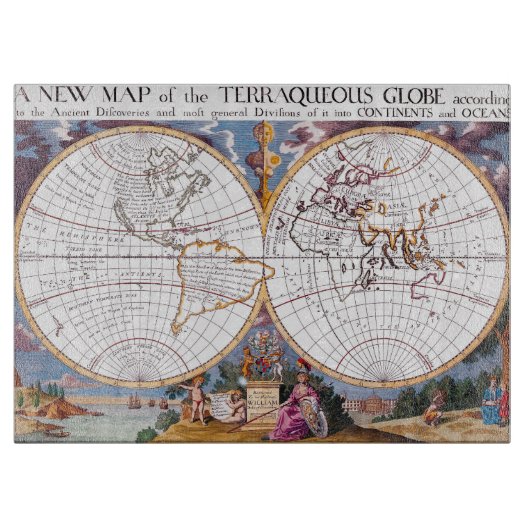 Eine neue Karte des Terraqueus Globe Cutting Board Schneidebrett (Vorderseite)
