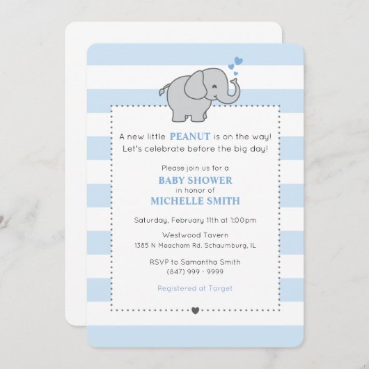 Eine neue kleine Erdnuss ist unterwegs! - Junge Einladung (Vorne/Hinten)