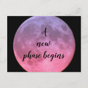 Eine neue Phase beginnt rosa Mond Postkarte