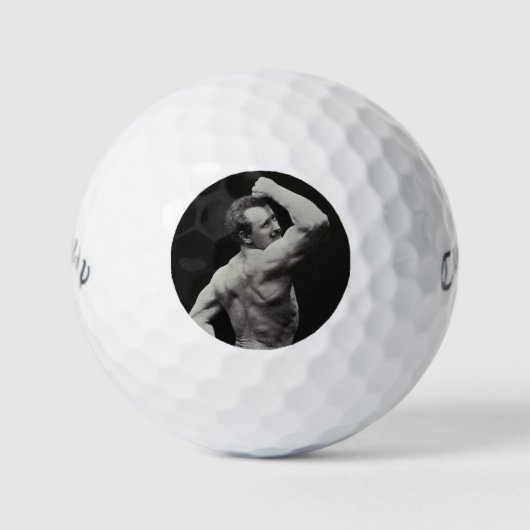 Eine neue Pose von StrongMen Eugen Sandow Bodybuil Golfball (Vorderseite)