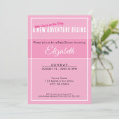 Eine neue Reise beginnt Rosa Babyshower-Einladung Einladung (Stehend Vorderseite)