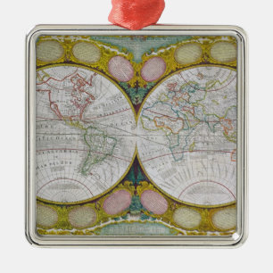 Eine neue und korrekte Karte der Welt, 1770-97 Ornament Aus Metall