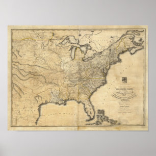 Eine neue und richtige Karte der Staaten Poster