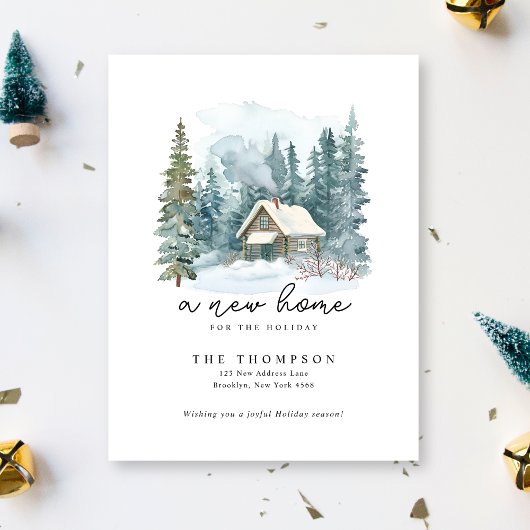 Eine neue Zuhause Handwriting-Kalligrafie Feiertagspostkarte