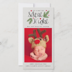 Eine nicht so ruhige Nacht New Baby Christmas Fo Feiertagskarte