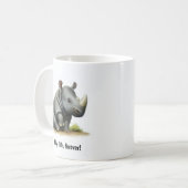 Eine Niedliche, 3D gestrichene Rhinoceros-Kaffeema Kaffeetasse (Vorderseite Links)