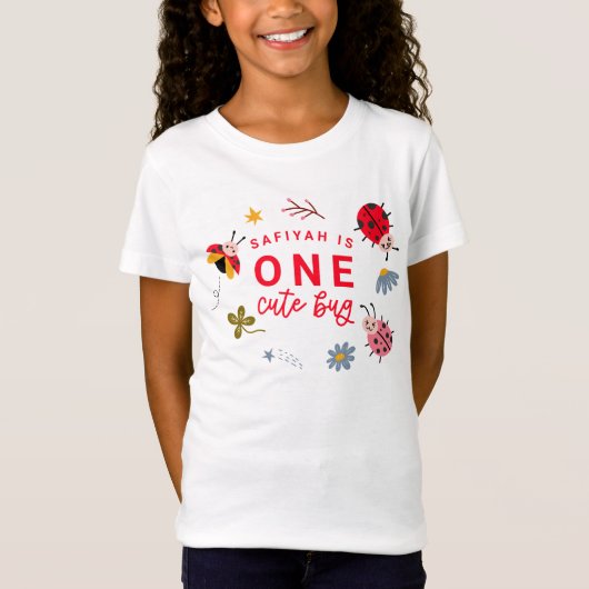 Eine Niedliche Bug Ladybug Girl Birthday Party T-Shirt (Vorderseite)