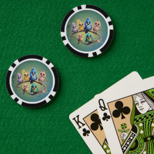 Eine niedliche Cartoon-Vogelparade in lebhaften Fa Pokerchips