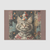 Eine niedliche Clownkatze aus Holz - Seidenpapier (Vorderseite)