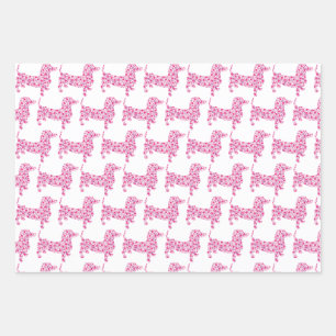 Eine Niedliche Dackel aus kleinen rosa Herzen Geschenkpapier Set