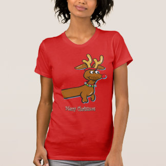 Eine Niedliche Dackel mit Rentierfäule T-Shirt