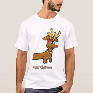 Eine Niedliche Dackel mit Rentierfäule T-Shirt