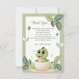 Eine Niedliche Dinosaurier ist auf dem Weg zur Bab Dankeskarte