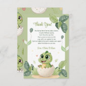 Eine Niedliche Dinosaurier ist auf dem Weg zur Bab Dankeskarte (Vorne/Hinten)