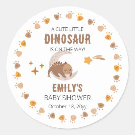 Eine Niedliche Dinosaurier ist auf dem Weg zur Bab Runder Aufkleber