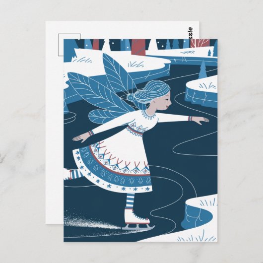 Eine niedliche Eisfee mit blauen Flügeln Postkarte (Vorne/Hinten)