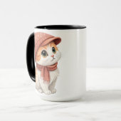 Eine Niedliche Farbe für Katze, Hut und Karpfen Tasse (Vorderseite Links)