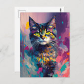Eine Niedliche, farbenfrohe Katze Postkarte (Vorne/Hinten)