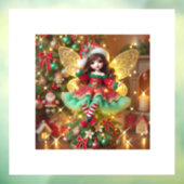 Eine niedliche Fee auf Weihnachtsbaum bunt Design Fensteraufkleber (Blatt 3)