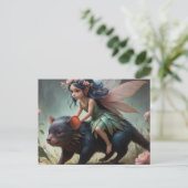 Eine niedliche Fee reitet auf einer Tasmanian Devi Postkarte (Stehend Vorderseite)