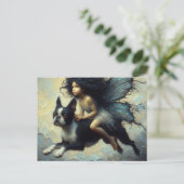 Eine Niedliche Fee und ihre Boston Terrier Postkarte (Stehend Vorderseite)