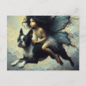 Eine Niedliche Fee und ihre Boston Terrier Postkarte (Vorderseite)