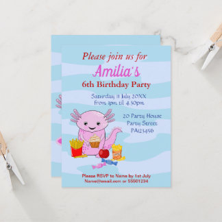 Eine niedliche Geburtstagsparty von Axolotl Einladung