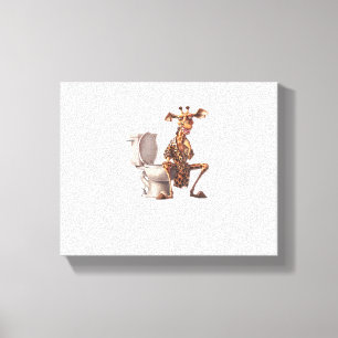 Eine Niedliche Giraffe in Pajamas auf einer Toilet Leinwanddruck