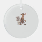 Eine Niedliche Giraffe in Pajamas auf einer Toilet Ornament Aus Glas (Vorderseite)