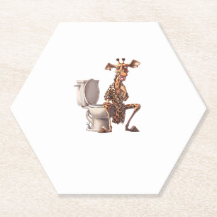 Eine Niedliche Giraffe in Pajamas auf einer Toilet Untersetzer
