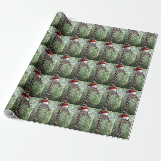 Eine Niedliche Giraffe mit einem Weihnachtshut Geschenkpapier