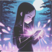 Eine Niedliche Hexe, die Kristalle im Wald aufstap Aufkleber (Vorderseite)