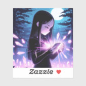 Eine Niedliche Hexe, die Kristalle im Wald aufstap Aufkleber (Blatt)