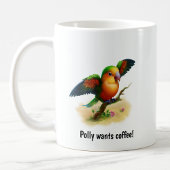 Eine Niedliche, in Orange-Belogen gehaltene Papage Kaffeetasse