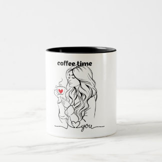 Eine niedliche Kaffeezeit Zweifarbige Tasse
