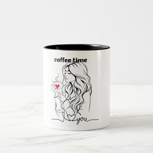 Eine niedliche Kaffeezeit Zweifarbige Tasse (Mittel)